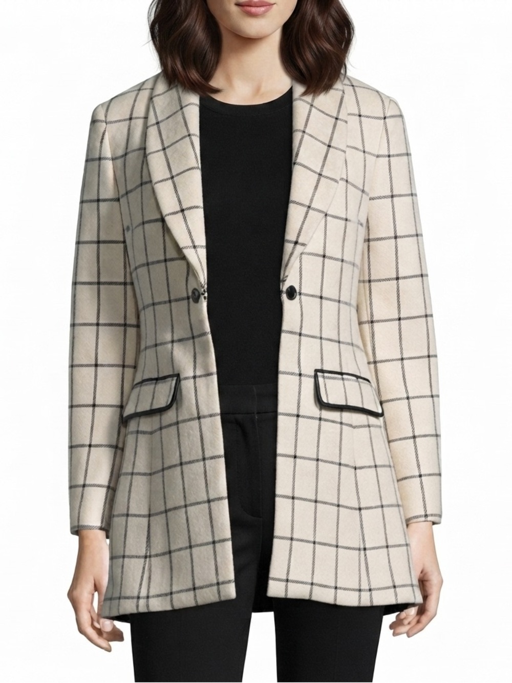 Becken Virgin Wool Windowpane Plaid Coat / Jacket - Size 4